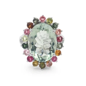 Natural Green Amethyst Gemstone Multi Tourmaline Silver 925 Jewelry Gift Women - Picture 1 of 4