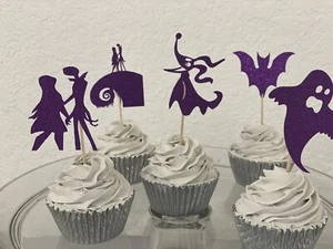 24 Piezas Cupcake Topper Pesadilla Antes De Navidad Fiesta Decoración Cumpleaños Brillo - Imagen 1 de 9