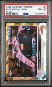 Topps 2022 cromo zafiro Fórmula 1 Fernando Alonso #15 oro 20/50 PSA 10 - Imagen 1 de 4