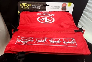 Athletic Works Waterproof 17L Mesh Swim Backpack w/Drawstring, Red Black **NEW** - Picture 1 of 7