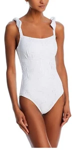 NWT TOMMY BAHAMA 'Eyelet Hideaway' Square Neck 1-Piece Swimsuit SZ 14 White $178 - Picture 1 of 9