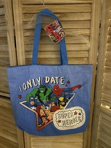 Marvel Comic Super Heroes Tote Carry Bag Large  2010 Cloth 15 x 17" & Coin Bag - Picture 1 of 2