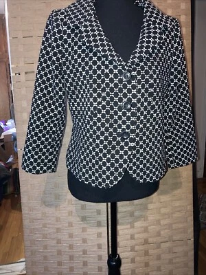 New ANN TAYLOR Petite Virgin Wool Coat 8p Lined Black And White Women - Image 1 of 4