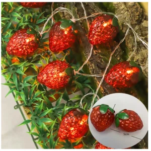 1,5 m 10 LED Lichterkette Erdbeere Frucht Obst Fruit Deko Batteriebetrieben - Bild 1 von 4