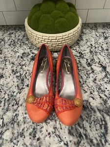 POETIC LICENCE Red Orange M Fabric Wedge Heels EU-39 - Picture 1 of 7