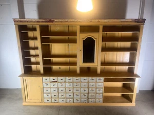Apothekerschrank Tante Emma Ladeneinrichtung Schrankwand  Vitrine Holz antik - Bild 1 von 21