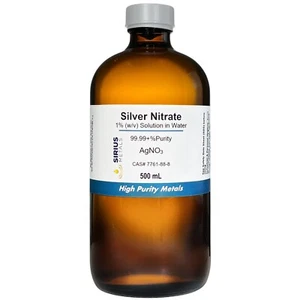 Silver Nitrate Solution (CAS# 7761-88-8) - 1.0% as AgNO3, 0.635% as Ag - 500 mL - Picture 1 of 6