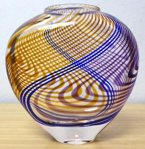 Buzz Blodgett 2011 Multi-Color Spiral Art Glass Vase 110903 Signed DatedNumbered - Picture 1 of 19