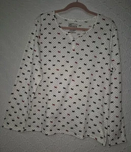 Womens Blouse Intimates XL Croft & Barrow White With Red And Black Scottie Dogs - Picture 1 of 5