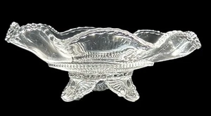 Three Footed Clear Glass Candy/Serving Dish By U.S. Glass Co., Colorado Pattern - Picture 1 of 4