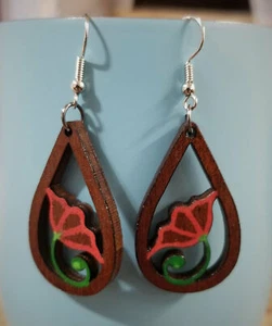 Tulip Tear Earrings Laser Cut Jewelry, Earth Friendly and Naturals - Bild 1 von 5