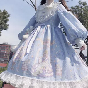 Damen Mädchen Gothic Lolita Kleid Kawaii Rüschen Puffärmel Cosplay Kostüm Geschenk - Bild 1 von 10
