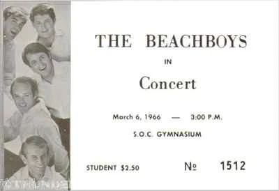 5  1964 - 73   THE BEACH BOYS  UNUSED  FULL  CONCERT  TICKETS + bonus  reprint - Image 1 of 4