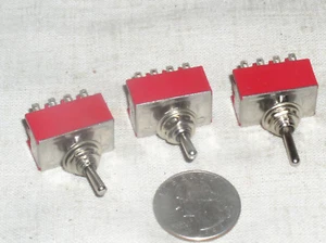 3 MINI TOGGLE 4PDT 4P2T MULTI 4 POLE ON-ON SWITCH 125 VAC 6A 6 A AMP TRAIN HOBBY - Picture 1 of 7