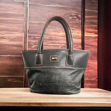 Vintage Y2K TOMMY Hilfiger Straw Handbag Purse Woven Black Satchel Double Handle