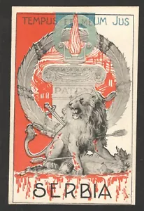 PRIMERA ITALIA SERBIA - POSTAL COMO NUEVA - PROPAGANDA - TEMPUS ET MEUM JUS (TIEMPO Y MI DERECHO) - Imagen 1 de 2
