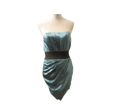 Foley + Corinna Teal Draped Silk Evening Dress M Medium - Image 1 of 4