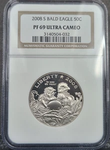 2008-S Bald Eagle 50c Proof PF 69 Ultra Cameo NGC #828 - Picture 1 of 2