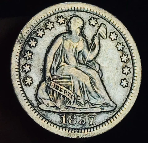 1857 O Seated Liberty Half Dime 5C Ungraded 90% Silver US Coin CC17683 Cover