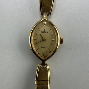 Vintage Lorus Watch Women Gold Tone Oval Dial 16MM Petite Band New Battery 6" - Picture 1 of 14