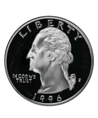1996 -S Washington Quarter Proof 90% Silver Gem Deep Cameo US Coin - Image 1 of 2