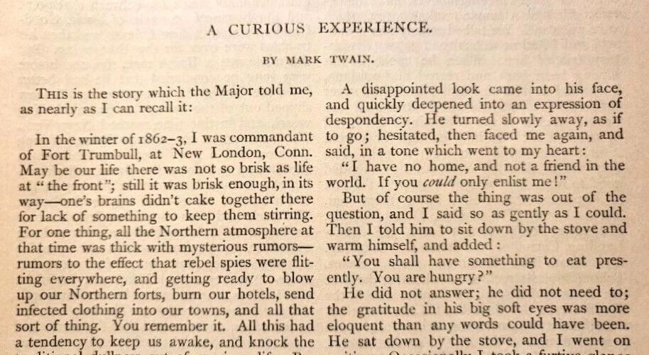 FIRST APPEARANCE! MARK TWAIN's Fascinating Short Story "A Curious Experience"  - Image 1 of 4