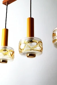 Vintage Hänge Lampe Pendant Lamp Doria Teak Pendellampe 3er - Bild 1 von 9