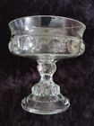 Kings Crown Clear Thumbprint Candy Dish Pedestal Compote Bowl Tiffin
