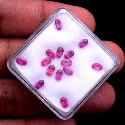 14 Pcs Natural Mozambique Ruby Rich Red 5mm*3mm Oval Faceted Cut Loose Gemstones - Image 1 of 4