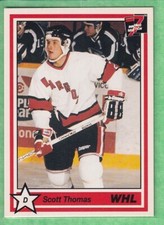 1990-91 7th Inning Sketch WHL #143 Scott Thomas Moose Jaw Warriors Pre Rookie