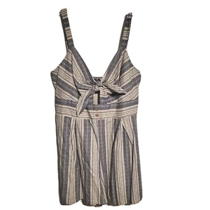Lily Rose Womens Romper Juniors Xlarge Chambray Blue White Tie Front Striped New - Picture 1 of 3