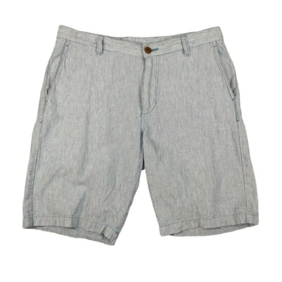 Tommy Bahama Shorts Mens 34 Blue White Linen Cotton Blend Striped Lightweight - Image 1 of 4