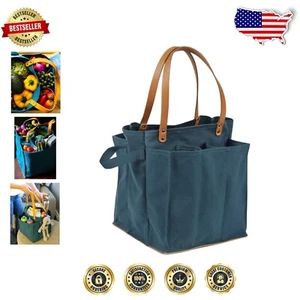 Heavy-Duty 7-Pocket Market Tote Bag - 12 Inches Tall for All Your Essentials - Picture 1 of 10