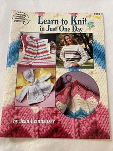 Learn to Knit in Just One Day Booklet Sweater Afghan Baby Jacket Hat Projects - Picture 1 of 2