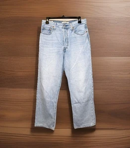Levis Jeans Donna 29 Ribcage Dritto Caviglia Bottone Fly Lavaggio Leggero *LEGGI* - Foto 1 di 17