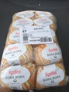 11 Kn Katia Bora BORA Wollpaket BAUMWOLLE 115M ND3cA ORANGE GRÜN NATUR - Bild 1 von 5
