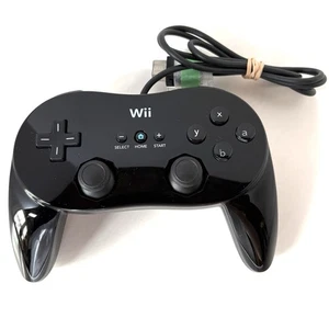 Nintendo Wii Classic Controller Pro Black Wired OEM Official RVL-005 Remote - Picture 1 of 8
