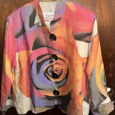 Blazer y camiseta sin mangas Caroline Rose 2 piezas de colección para mujer S rosa naranja lino EE. UU. Foto 1 de 4