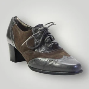 Ros Hommerson Lace-Up Oxford Heels Women's Brown Size 8 Wide Pre-Owned - Picture 1 of 9