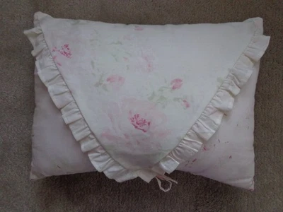 RACHEL ASHWELL SHABBY CHIC BOUDOIR PILLOW PINK ROSE ENVELOPE RUFFLED FRONT RARE - Image 1 of 4