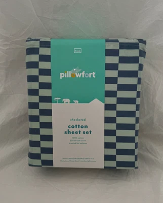 3 件套 Pillowfort 100% 棉方格双张套装 全新带盒 — 第 1/4 张图片