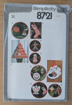 Simplicity 8721 Vintage Christmas Stocking Ornament Pattern One Size - Image 1 of 2