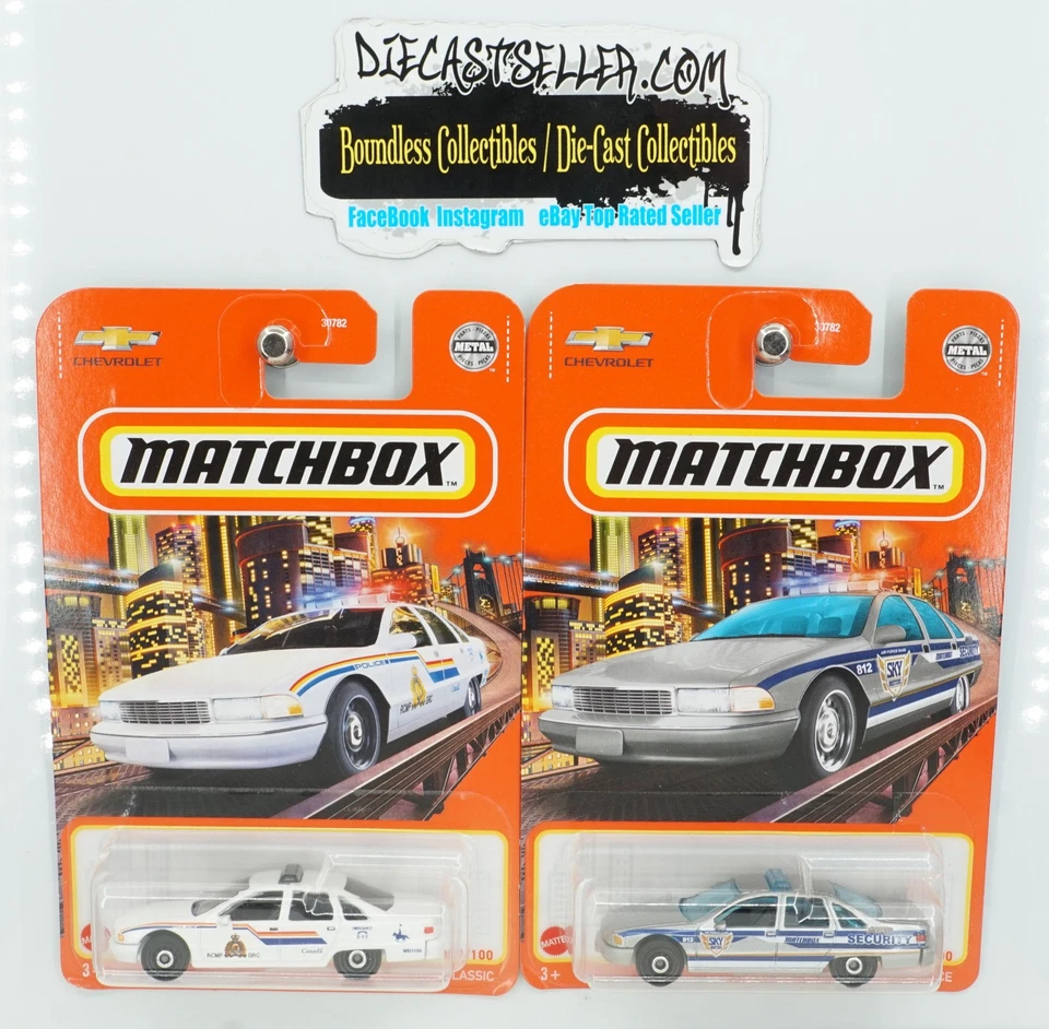 MATCHBOX 1994 CHEVROLET CAPRICE CLASSIC POLICE WHITE CANADA SILVER AIRPORT - Image 1 of 1