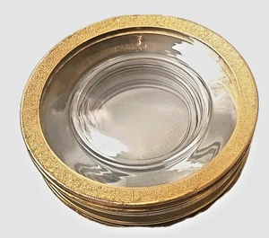 8 Tiffin Franciscan MINTON Gold Encrusted Clear Plates Vintage 7 1/2" EUC - Picture 1 of 4