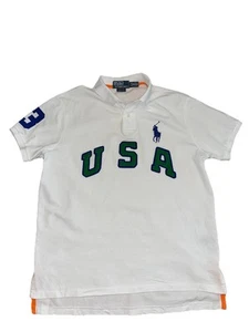 Polo Ralph Lauren USA Center Logo Big Pony Men’s Size Large White Cotton Shirt  - Picture 1 of 6