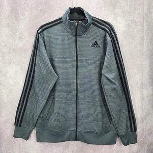 Adidas grau gestreift aktiv Sport durchgehender Reißverschluss leicht Trainingsanzug Mantel Jacke Large L - Bild 1 von 6