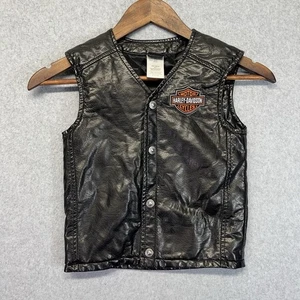 Harley Davidson gilet ecopelle bambino 6/7 nero toppa ricamata - Foto 1 di 13
