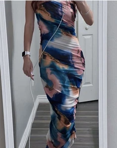 New Emory Park Mesh Nylon Maxi Dress Size Medium - Picture 1 of 6