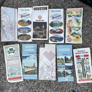 Vintage Lot 10 Golf Öl Tourguide Tankstelle Straße Reisen Atlas Karten 60 & 70er - Bild 1 von 5