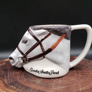 Santa Anita Park Horse Head Mug 3D Ceramic Cup VTG Souvenir 4" Tall 7.5" Wide - Picture 1 of 8